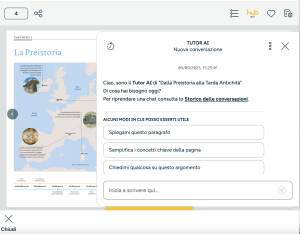 Libro digitale con Tutor AI aperto